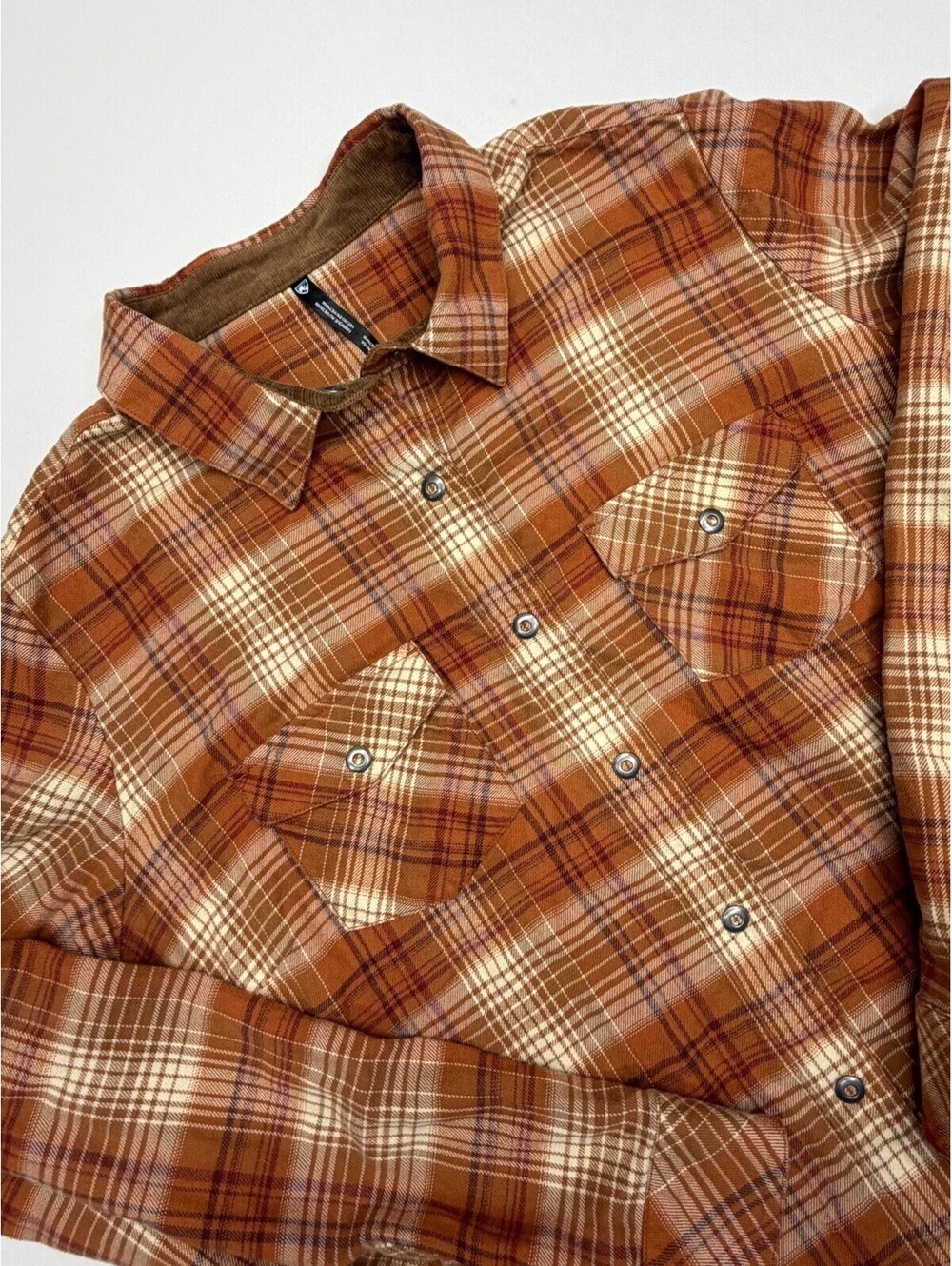 Kuhl Plaid Tess Flannel Snap Up Long Sleeve Shirt Womens M Orange Style 8457